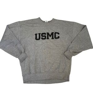 VTG 90s USMC Marine Corps Gray Crewneck Sweatshirt Mens L Soffe USA Made Sweater